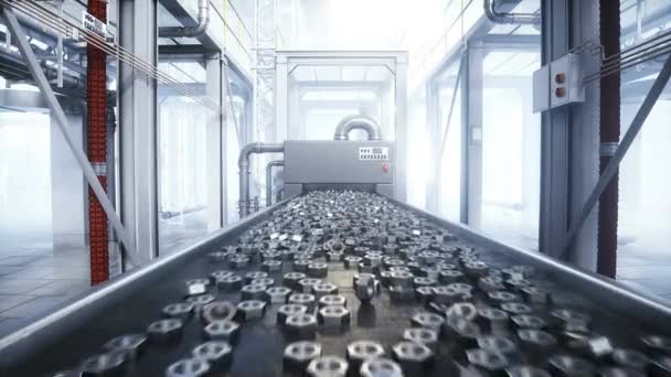 Tillverkning Metallmuttrar Fabrik Produktionslinje — Stockvideo