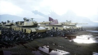 Amerikan askeri tankları Abrams ve kafatasları. Ukrayna için yardım. Savaş karşıtı kavram