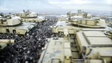 Amerikan askeri tankları Abrams ve kafatasları. Ukrayna için yardım. Savaş karşıtı kavram