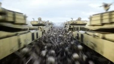 Amerikan askeri tankları Abrams ve kafatasları. Ukrayna için yardım. Savaş karşıtı kavram
