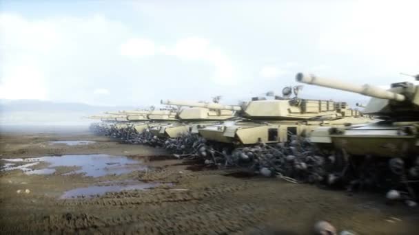 Amerikai Katonai Tankok Abrams Koponyák Segíts Ukrajnának Háborúellenes Koncepció — Stock videók