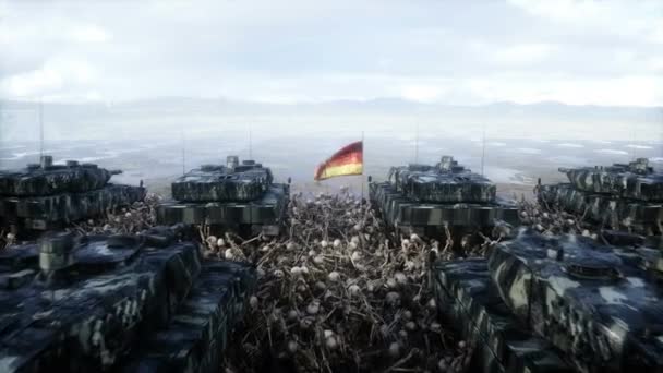 Németország Katonai Tankok Leopárdok Koponyák Segíts Ukrajnának Háborúellenes Koncepció — Stock videók