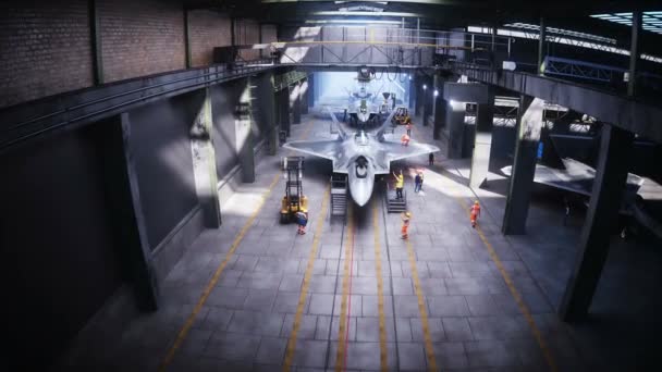 Production Avions Chasse Militaires Raptor Usine Arme Usine Militaire Animation — Video
