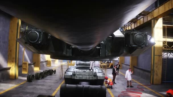 Producción Tanque Batalla Ruso Militar Fábrica Arma Fábrica Militar Animación — Vídeos de Stock