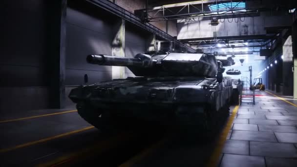 Producción Tanque Batalla Militar Alemán Leopardo Fábrica Arma Fábrica Militar — Vídeos de Stock