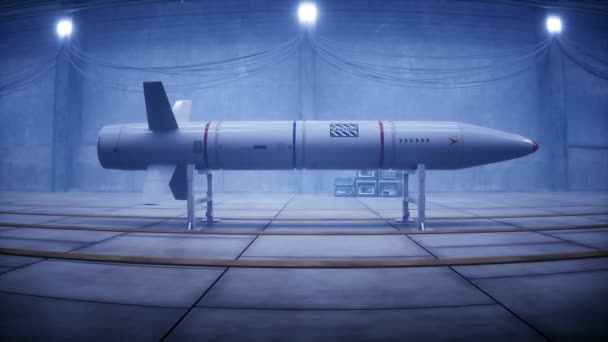 Fábrica Cohetes Tácticos Militares Línea Producción Concepto Guerra Animación Realista — Vídeos de Stock