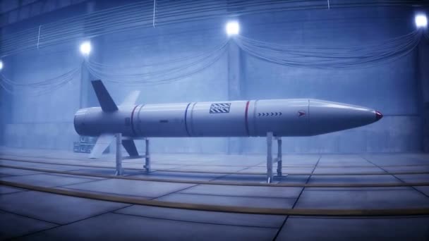 Askeri Taktik Roket Fabrikası Üretim Hattı Savaş Konsepti Gerçekçi Animasyon — Stok video