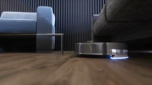 Automatické Čištění Vakuových Robotů Doma Podlaha — Stock video