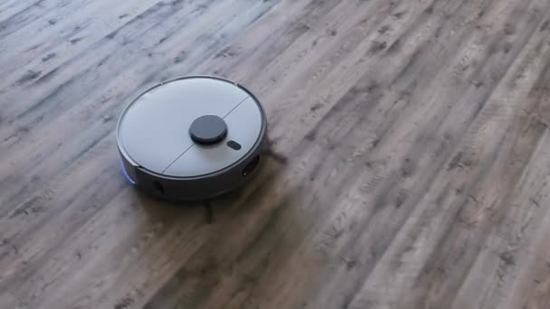 Robot Próżniowy Automatyczne Czyszczenie Domu Podłoga — Wideo stockowe