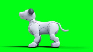 Küçük komik robot akıllı köpek, evcil hayvan. Yeşil Ekran izole et