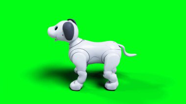 Küçük komik robot akıllı köpek, evcil hayvan. Yeşil Ekran izole et