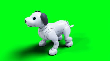 Küçük komik robot akıllı köpek, evcil hayvan. Yeşil Ekran izole et