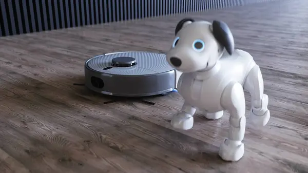 Pequeño Perro Inteligente Robótico Divertido Robot Aspirador Fotos de stock libres de derechos