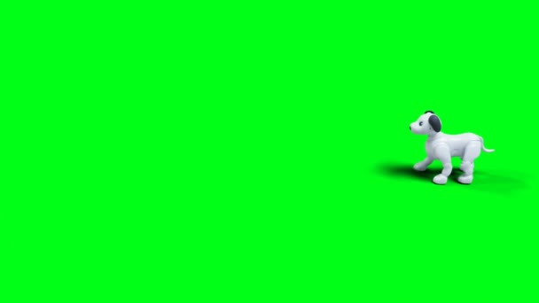 Маленький Смішний Роботизований Розумний Собака Тварина Зелений Екран Ізольовано — стокове відео