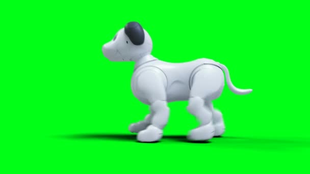 Liten Rolig Robotsmart Hund Husdjur Grön Skärm Isolat — Stockvideo