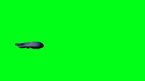 Военный Футуристический Летающий Корабль Зеленый Экран — стоковое видео