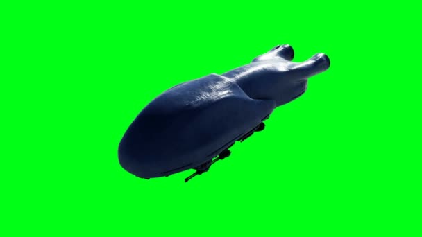 Военный Футуристический Летающий Корабль Зеленый Экран — стоковое видео