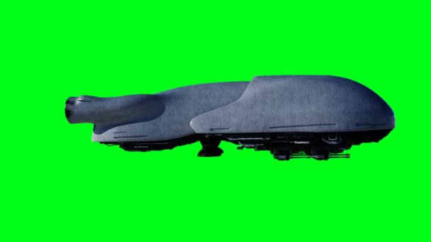 Military Futuristic Flying Ship Green Screen Isolate — Stock Video