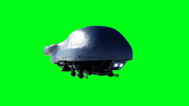 Nave Volante Futuristica Militare Isolamento Schermo Verde — Video Stock