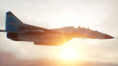 Rus savaş uçağı MIG-35 bulutların üzerinde uçuyor. Hava Kuvvetleri