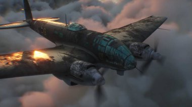 Heinkel He 111. Alman uçağı ve orta büyüklükte bir bombardıman uçağı. 2. Dünya Savaşı