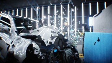 Araba kazası testi durdurma zamanı. güvenlik kavramı.