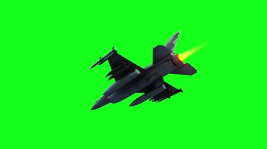 Askeri savaş uçağı F-16 yeşil ekran