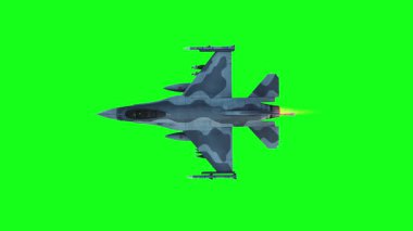 Askeri savaş uçağı F-16 yeşil ekran