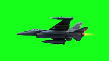 Askeri savaş uçağı F-16 yeşil ekran