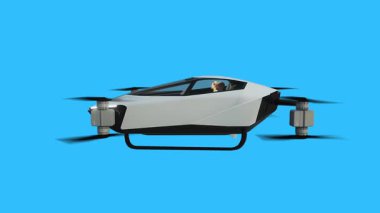 Uçan helikopter arabası, İHA. Gelecek konsepti. Yeşil Ekran izole et