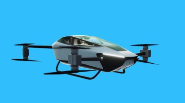Uçan helikopter arabası, İHA. Gelecek konsepti. Yeşil Ekran izole et
