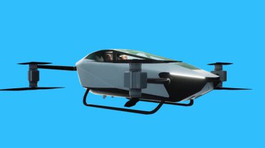 Uçan helikopter arabası, İHA. Gelecek konsepti. Yeşil Ekran izole et