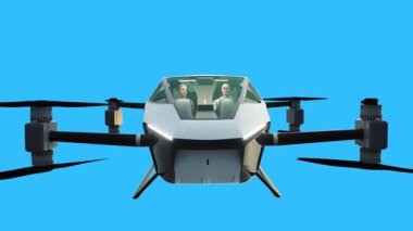 Uçan helikopter arabası, İHA. Gelecek konsepti. Yeşil Ekran izole et