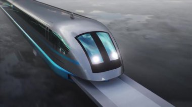 Çöl taşından otobanda çok hızlı giden gelecekçi tren. Gelecekçi kavram