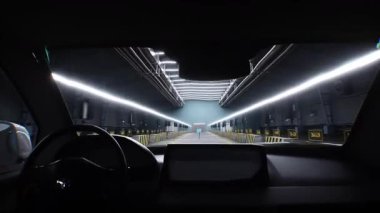Standart 3 boyutlu araba kazası testi. Araba tahribatı. Gerçekçi 4k animasyonu