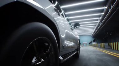 Standart 3 boyutlu araba kazası testi. Araba tahribatı. Gerçekçi 4k animasyonu