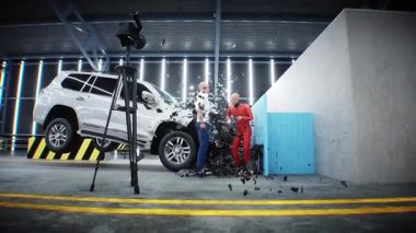 Araba kazası testi durdurma zamanı. güvenlik kavramı.