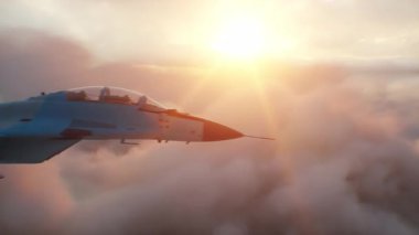 Rus savaş uçağı MIG-35 bulutların üzerinde uçuyor. Hava Kuvvetleri
