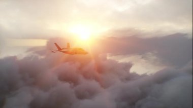 Askeri savaş uçağı F-35 bulutların üzerinde uçuyor. Hava Kuvvetleri