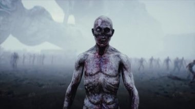 ABD, Amerika kıyameti. Zombi Capitol yakınlarında yürüyor, zombi kalabalığı.