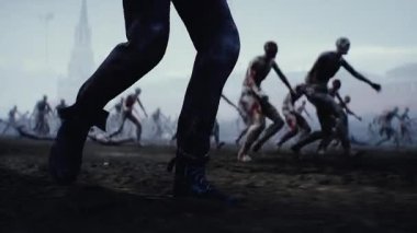 Rusya kıyameti. Zombi Kızıl Meydan 'da yürüyor, zombi kalabalığı. Moskova