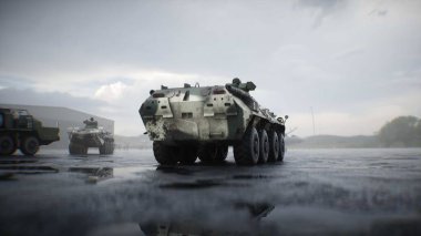 Askeri Rus üssü. Rus zırhlı piyade aracı. 3d oluşturma