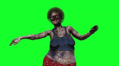 Zombi komik dans yeşil ekran gerçekçi 4k animasyon