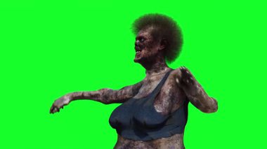 Zombi komik dans yeşil ekran gerçekçi 4k animasyon