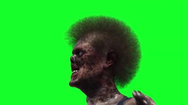 Zombi komik dans yeşil ekran gerçekçi 4k animasyon
