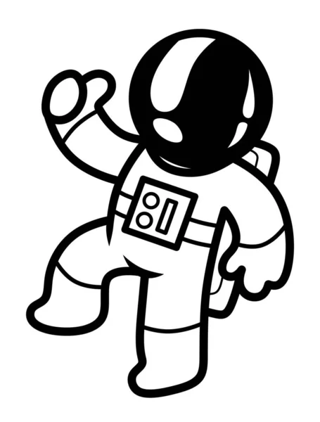 Izolowana Ilustracja Astronauty Czarno Biały Rysunek Mężczyzny Skafandrze Astronauta Podnosi — Zdjęcie stockowe