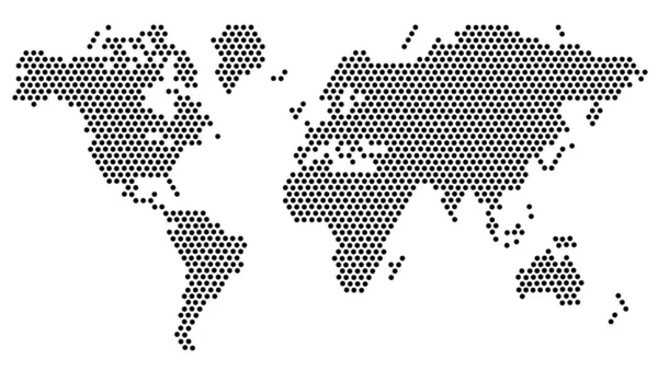 Mapa Świata Jest Narysowana Czarnymi Kropkami Białym Tle Futurystyczna Mapa — Zdjęcie stockowe