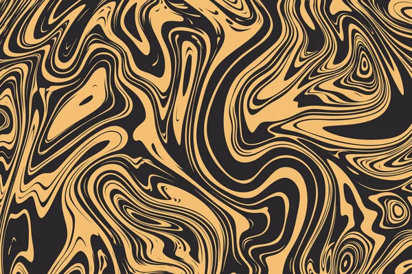 底色为金色 底色为黑色 带有油漆污迹的摘录 金色大理石质感斑点 液体溢出 黑色背景上的金色波浪 — 图库照片