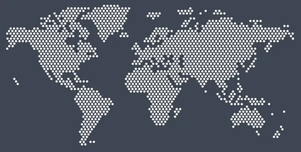 Isolerad Världskarta Ritad Med Prickar Jordkarta Kartografisk Geografisk Abstraktion Kontinenter — Stockfoto