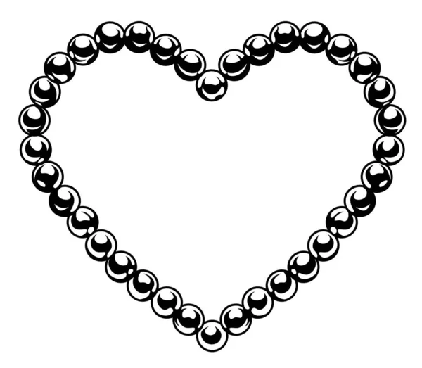 Serce Naszyjnika Symbol Miłości Czarno Białe Perły Rama Kształcie Serca — Zdjęcie stockowe